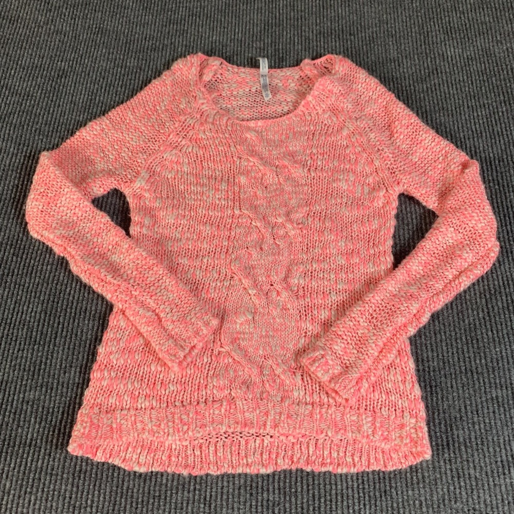 Aeropostale‎ Sweater Womens Small S Pink Cable Knit Pullover Stretch Wool Blend